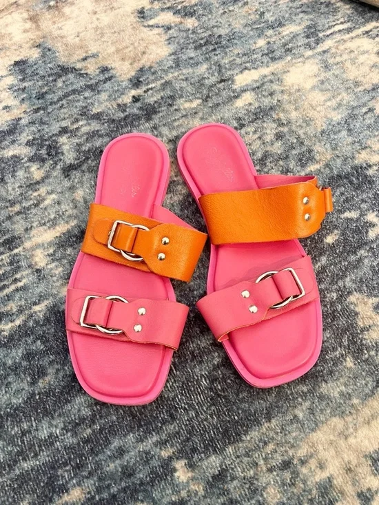 Seychelles Admire Me Pink Orange Double Buckle Sandals 7 - Picture 4 of 7